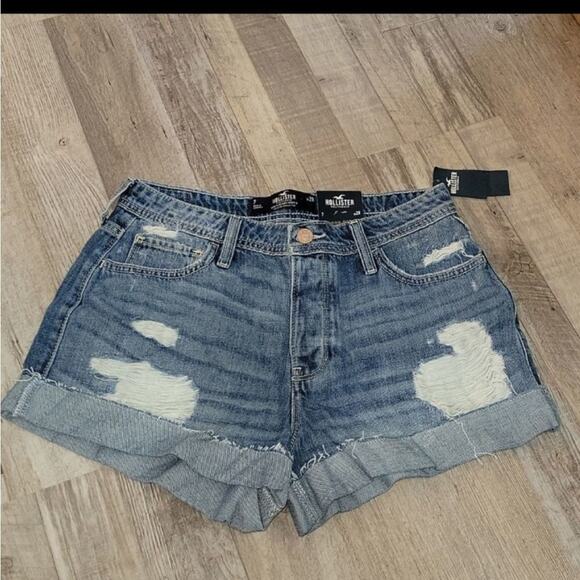 Hollister distress cut off high-rise mom shorts size 7 w28 - Picture 1 of 5